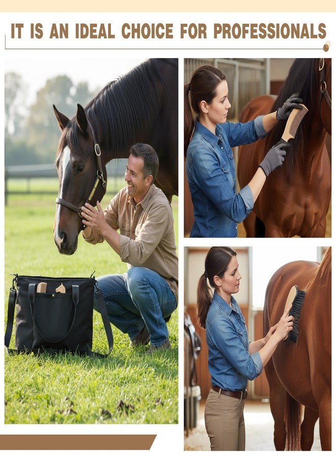 Abbylike 15 Pieces Horse Grooming Kit with Organizer Tote Bag Tack Room Supplies Horse Brush Sets Care Equine Cleaning Kit Shedding Grooming Massaging Tools(Black) - Image 5